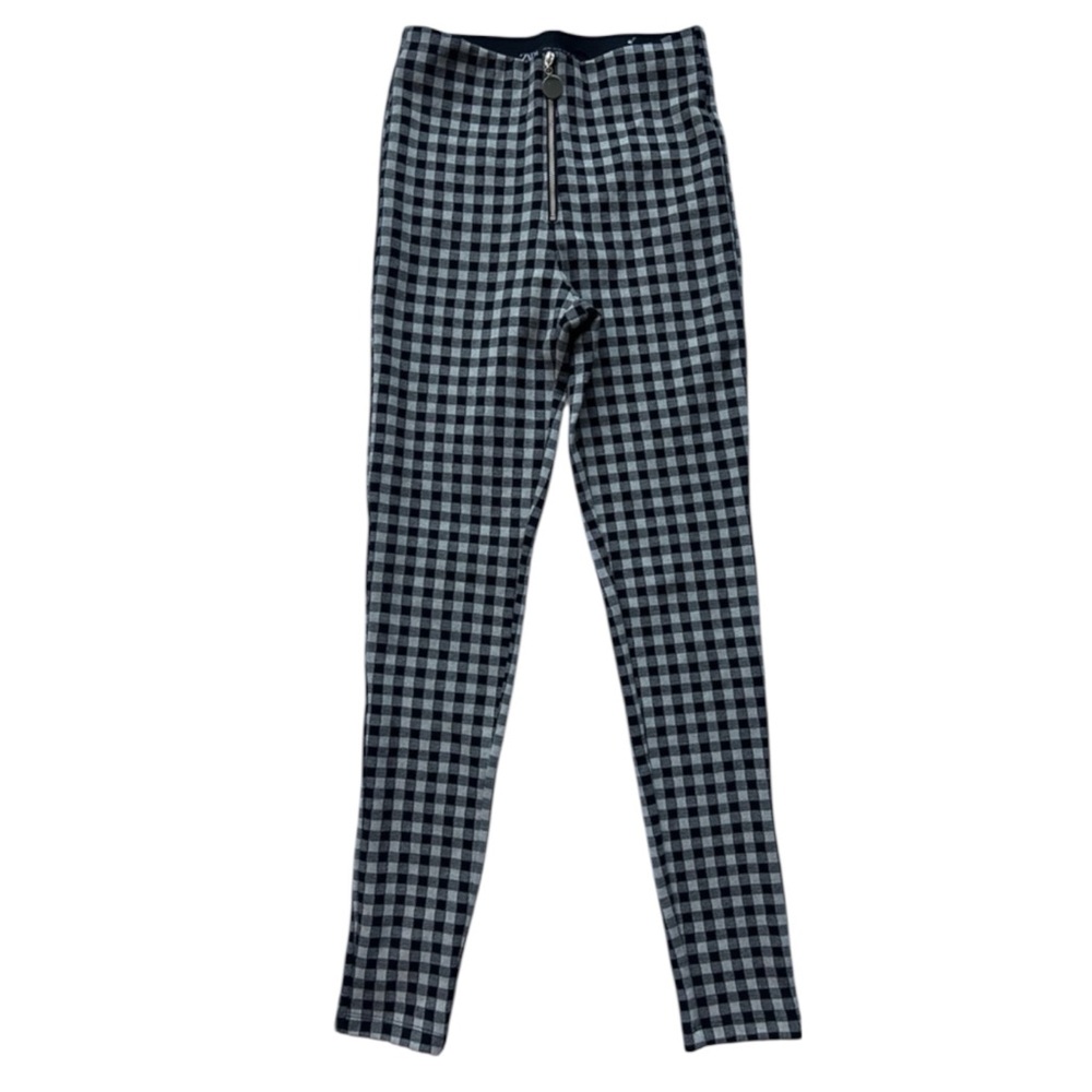 ZARA Gingham Checkered High-Waisted Skinny Pants in Black/White Size Small - Picture 5 of 13